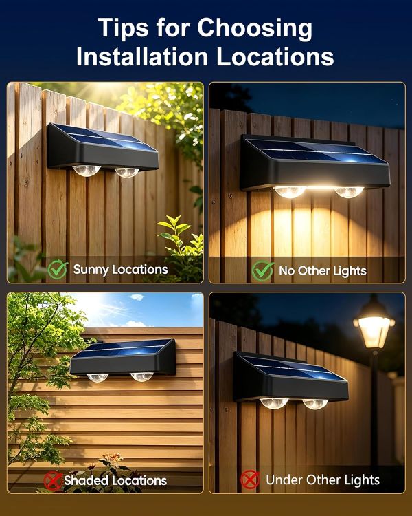 Picture of Solar Fence Lights Outdoor with Remote, 9 Colours RGB Garden Lights 2 Pack | Ultra-bright dual LED spot lens lights with 12 modes. Ideal for garden, yard, patio, backyard, porch & pool decor [Energy Class A]