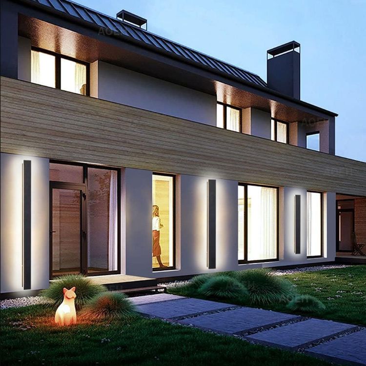 Picture of Outdoor Wall Lights LED Black Long Wall Sconce Ip65 Waterproof Outside Lights Rectangular Wall Lighting 3000k 12W Aluminum Exterior/Indoor Wall Light For Garden Villa Porch Terraces Garage,30cm*1 [Energy Class A]