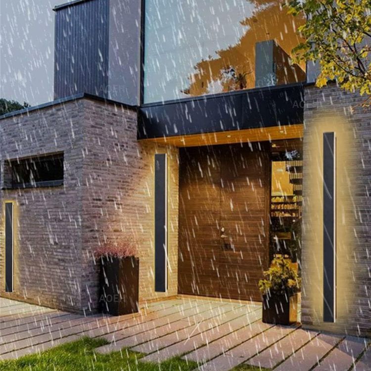 Picture of Outdoor Wall Lights LED Black Long Wall Sconce Ip65 Waterproof Outside Lights Rectangular Wall Lighting 3000k 12W Aluminum Exterior/Indoor Wall Light For Garden Villa Porch Terraces Garage,30cm*1 [Energy Class A]