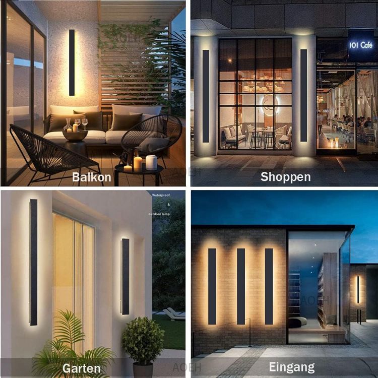 Picture of Outdoor Wall Lights LED Black Long Wall Sconce Ip65 Waterproof Outside Lights Rectangular Wall Lighting 3000k 12W Aluminum Exterior/Indoor Wall Light For Garden Villa Porch Terraces Garage,30cm*1 [Energy Class A]