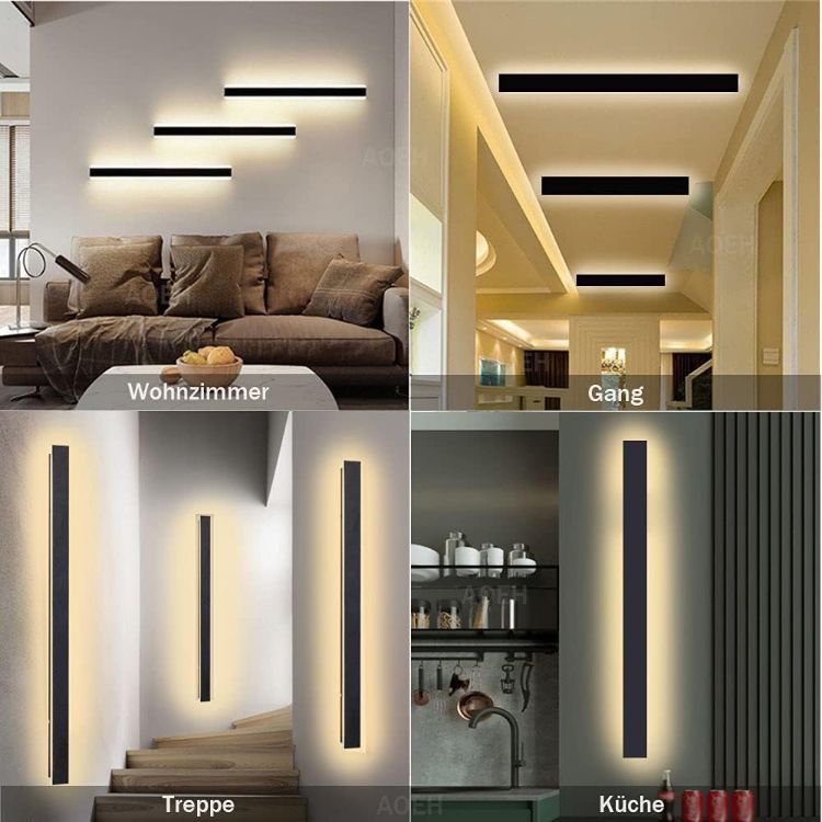 Picture of Outdoor Wall Lights LED Black Long Wall Sconce Ip65 Waterproof Outside Lights Rectangular Wall Lighting 3000k 12W Aluminum Exterior/Indoor Wall Light For Garden Villa Porch Terraces Garage,30cm*1 [Energy Class A]