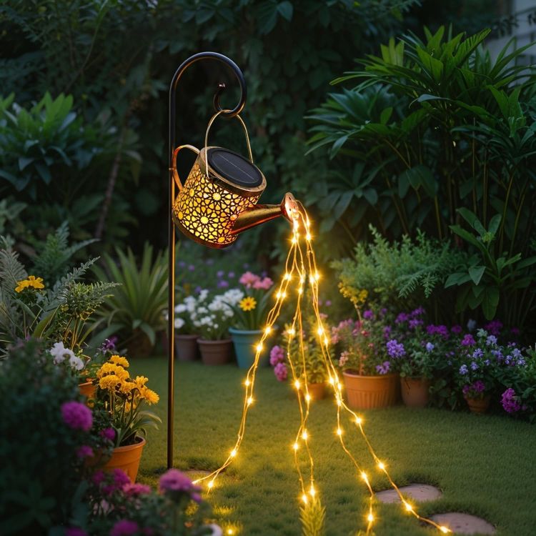 Picture of Solar Watering Can Lights Outdoor Garden,Waterproof Led Hanging Metal Lantern with Fairy String Light,Garden Ornaments for Yard Lawn Pathway Patio Decor and Women Mom Birthday Gifts [Energy Class A+]