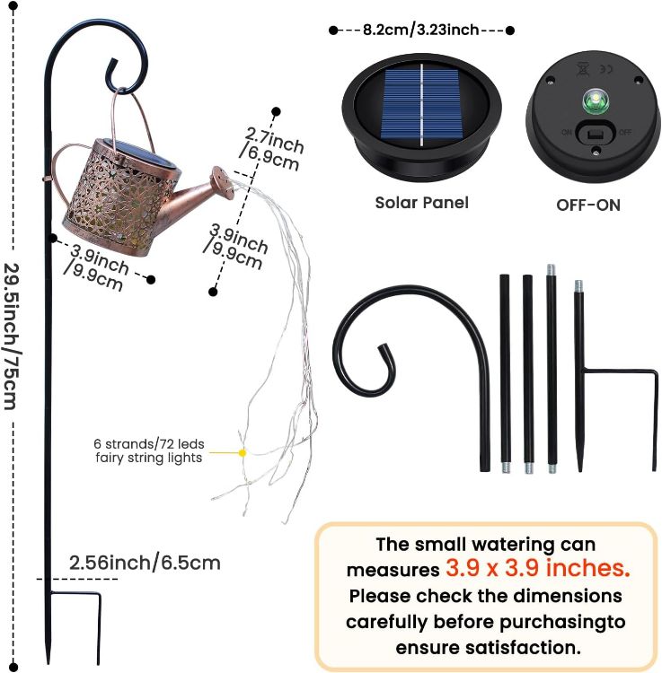 Picture of Solar Watering Can Lights Outdoor Garden,Waterproof Led Hanging Metal Lantern with Fairy String Light,Garden Ornaments for Yard Lawn Pathway Patio Decor and Women Mom Birthday Gifts [Energy Class A+]