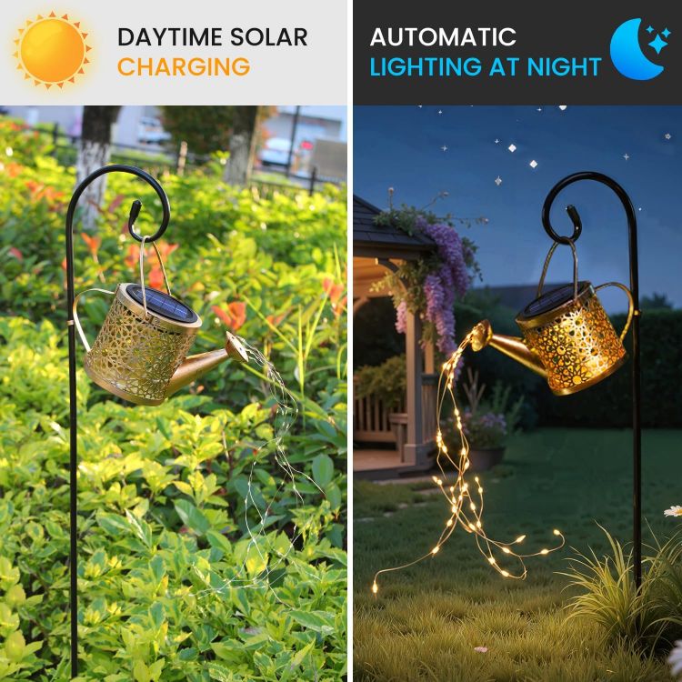 Picture of Solar Watering Can Lights Outdoor Garden,Waterproof Led Hanging Metal Lantern with Fairy String Light,Garden Ornaments for Yard Lawn Pathway Patio Decor and Women Mom Birthday Gifts [Energy Class A+]