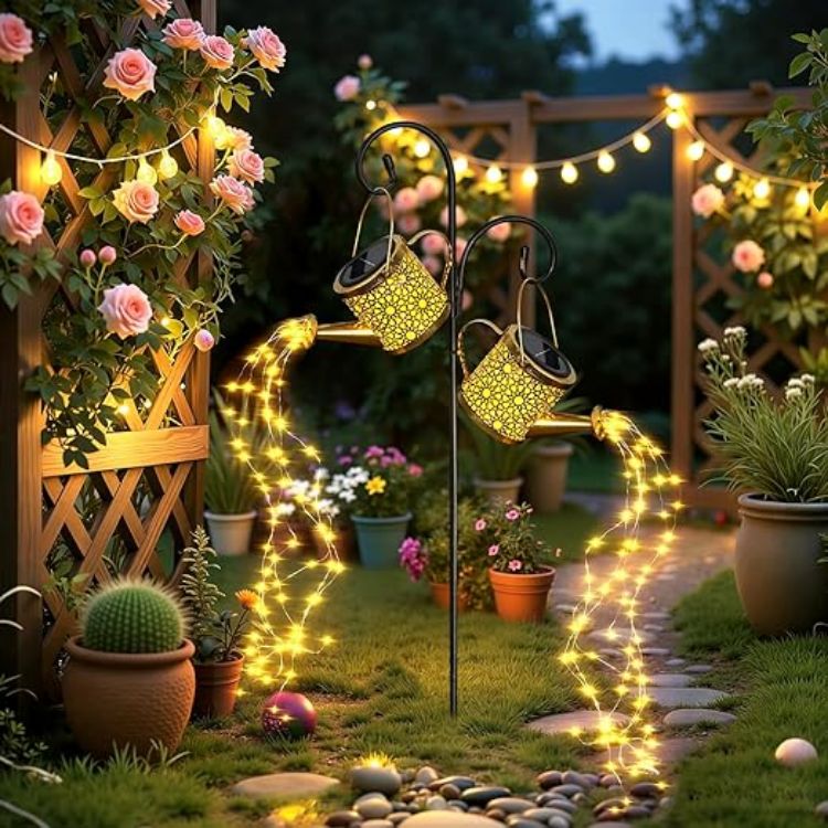 Picture of Solar Watering Can Lights Outdoor Garden,Waterproof Led Hanging Metal Lantern with Fairy String Light,Garden Ornaments for Yard Lawn Pathway Patio Decor and Women Mom Birthday Gifts [Energy Class A+]