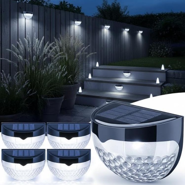 Picture of GloBrite Garden Lights - Pack of 4 Outdoor Lights - Waterproof Night Light for Pathway, Patio, Deck, Fence - Solar Security Light with Dusk to Dawn Sensor - Outdoor Lighting