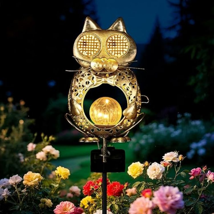 Picture of Solar Lights Outdoor Garden-Weatherproof Owl Solar Garden Lights with Auto On/Off, 2 Mode LED Lights, Dynamic Eye Lighting for Patio, Yard, Pathway, Birthday Gifts for Women, Mum [Energy Class A]