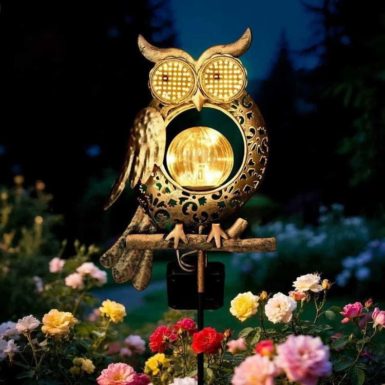Picture of Solar Lights Outdoor Garden-Weatherproof Owl Solar Garden Lights with Auto On/Off, 2 Mode LED Lights, Dynamic Eye Lighting for Patio, Yard, Pathway, Birthday Gifts for Women, Mum [Energy Class A]