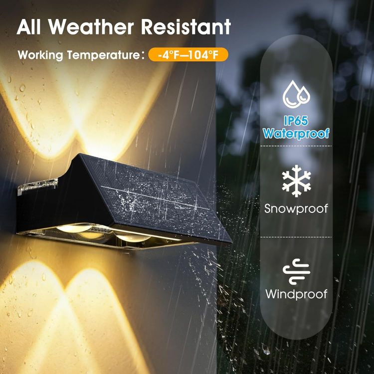 Picture of VOLISUN Solar Fence Lights Outdoor Garden 4 Pack, 9 Color Modes RGB Solar Garden Lights Waterproof IP65, Bright Fence Solar Lights for Outside Deck Patio Gate Yard Pathway Decoration(Black) [Energy Class C]