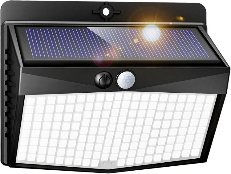 Picture of Solar Security Light Outdoor Motion Sensor, 168 LED Waterproof Solar Wall Light with 3 Modes, PIR Outdoor Sensor Light for Fence, Front Door, Garden, Garage, 1 Pack