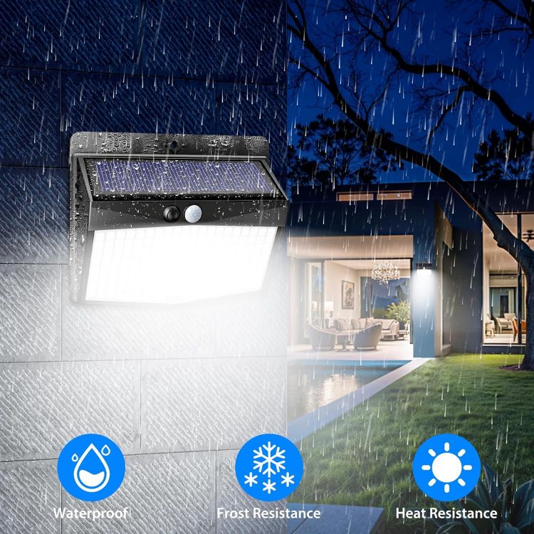 Picture of Solar Security Light Outdoor Motion Sensor, 168 LED Waterproof Solar Wall Light with 3 Modes, PIR Outdoor Sensor Light for Fence, Front Door, Garden, Garage, 1 Pack