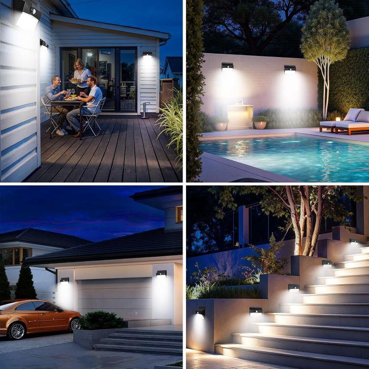 Picture of Solar Security Light Outdoor Motion Sensor, 168 LED Waterproof Solar Wall Light with 3 Modes, PIR Outdoor Sensor Light for Fence, Front Door, Garden, Garage, 1 Pack