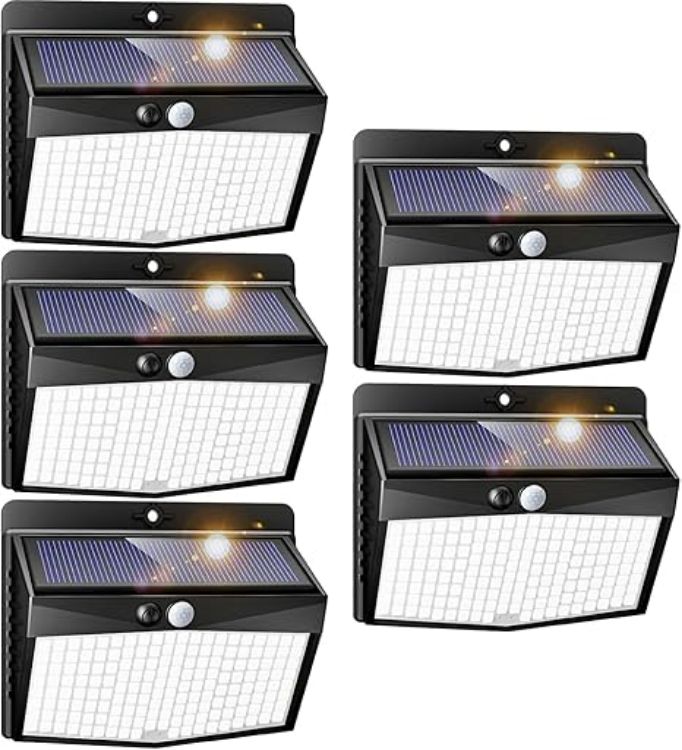 Picture of Solar Security Light Outdoor Motion Sensor, 168 LED Waterproof Solar Wall Light with 3 Modes, PIR Outdoor Sensor Light for Fence, Front Door, Garden, Garage, 1 Pack