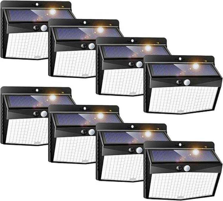 Picture of Solar Security Light Outdoor Motion Sensor, 168 LED Waterproof Solar Wall Light with 3 Modes, PIR Outdoor Sensor Light for Fence, Front Door, Garden, Garage, 1 Pack