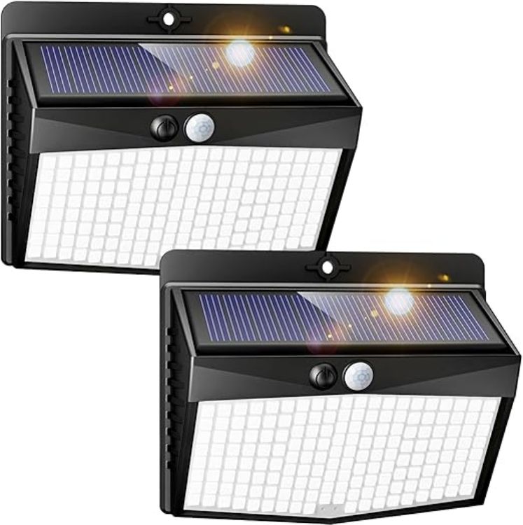Picture of Solar Security Light Outdoor Motion Sensor, 168 LED Waterproof Solar Wall Light with 3 Modes, PIR Outdoor Sensor Light for Fence, Front Door, Garden, Garage, 1 Pack