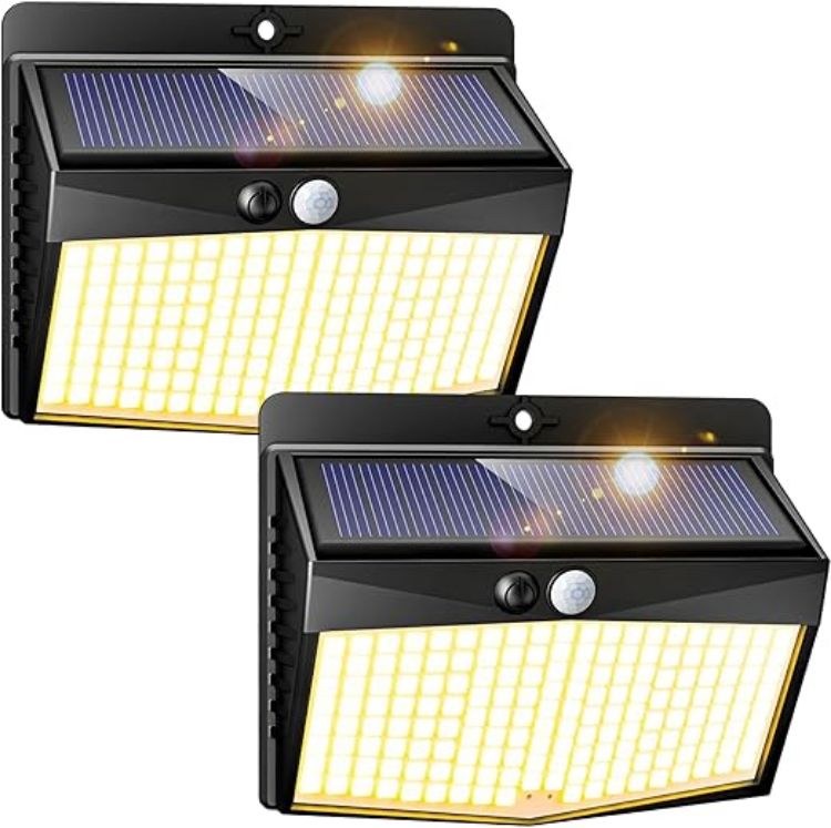 Picture of Solar Lights Outdoor Garden, 168LED Solar Powered Security Lights Outdoor Motion Sensor with 3 Modes, IP65 Waterproof Fence Lighting for Wall Outside-Warm White
