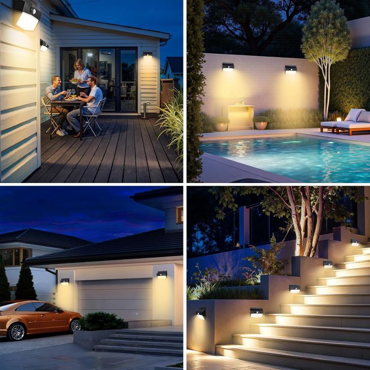 Picture of Solar Lights Outdoor Garden, 168LED Solar Powered Security Lights Outdoor Motion Sensor with 3 Modes, IP65 Waterproof Fence Lighting for Wall Outside-Warm White