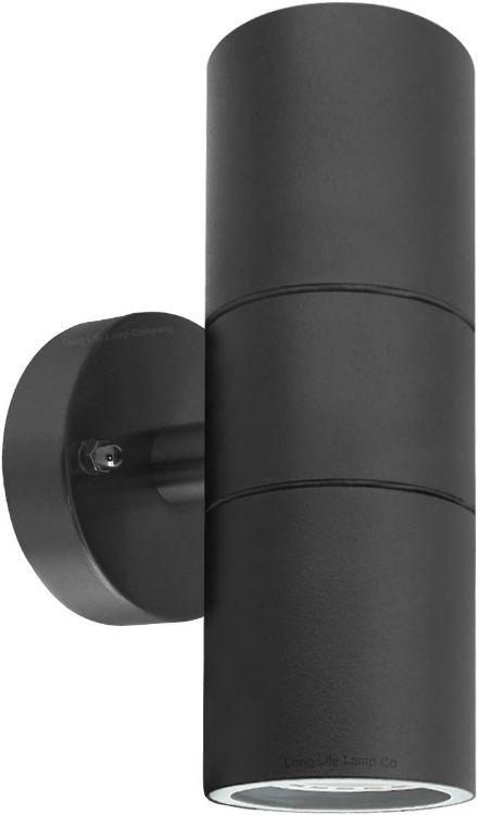 Picture of Long Life Lamp Company Black Stainless Steel Double Wall Light IP65 Up Down Outdoor Wall Light