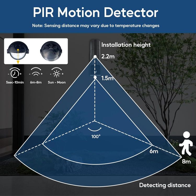 Picture of Kerry Outdoor Wall Light with Sensor, Mains Powered, Up Down, Black | Modern Stainless Steel Design, Adjustable PIR Motion Detection, IP44, GU10 Bulb, Not Included, for Front Doors 