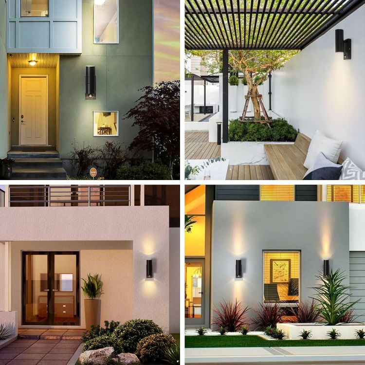 Picture of Kerry Outdoor Wall Light with Sensor, Mains Powered, Up Down, Black | Modern Stainless Steel Design, Adjustable PIR Motion Detection, IP44, GU10 Bulb, Not Included, for Front Doors 