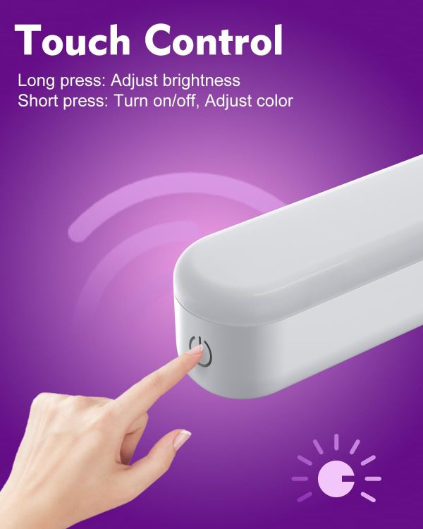 Picture of Makeup Mirror Lights Stick On Mirror, 4000mAH Rechargeable Battery Operated Dressing Table Lights, Touch Make Up Vanity Lights, Screw-Free Portable LED Lamp Bathroom Lighting USB Light Bulb