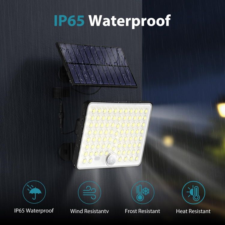 Picture of Kolpop Solar Security Lights with Lenses, Remote Solar Flood Lights Outdoor Motion Sensor, 3 Modes Solar Panel Powered Floodlight Waterproof for Garden Shed Porch Yard Garage Wall (Warm White)