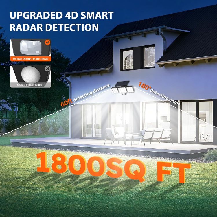 Picture of GEARLITE Solar Security Lights Outdoor Motion Sensor, 3500 LM Solar Lights Outdoor Garden with 270° Wide Illumination Angle, Up to 15 Hours 3 Modes IP65 Outdoor Lights for Garage, Front Door and Yard \