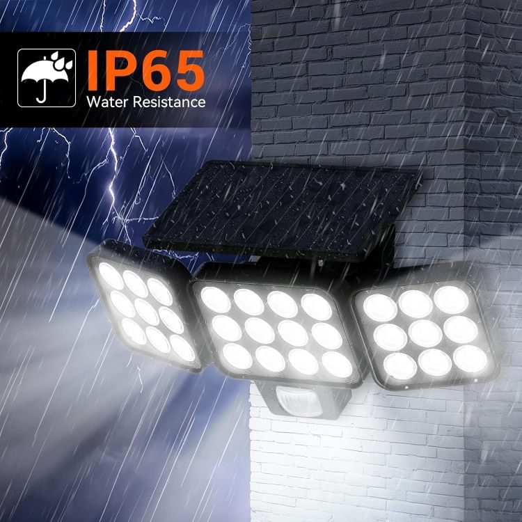 Picture of 2 Pack GEARLITE Solar Security Lights Outdoor Motion Sensor, 3500 LM Solar Lights Outdoor Garden with 270° Wide Illumination Angle, Up to 15 Hours 3 Modes IP65 Flooding Light for Garage, Front Door and Yard 