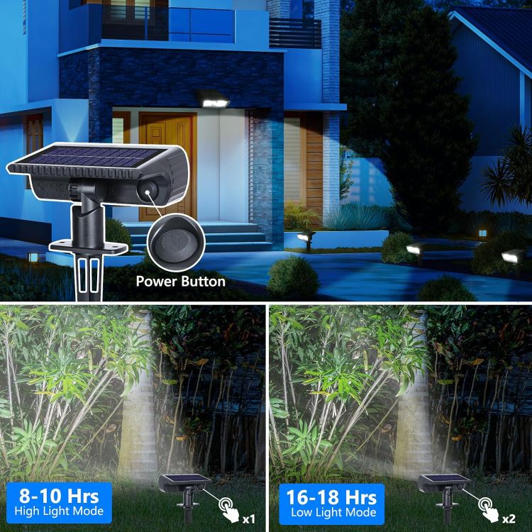 Picture of Moxled Solar Lights Outdoor Garden, 6500K Cool White Solar Spot Lights 4 Pack, IP65 Waterproof, 2 Brightness Modes Stake Lights Solar Powered for Yard, Walkway, Driveway, Pathway 