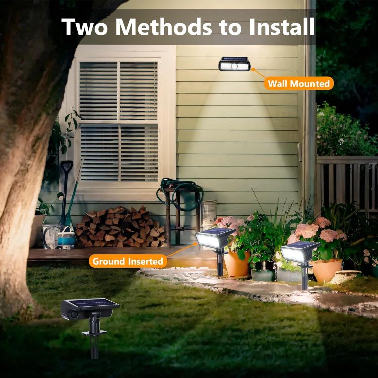 Picture of Moxled Solar Lights Outdoor Garden, 6500K Cool White Solar Spot Lights 4 Pack, IP65 Waterproof, 2 Brightness Modes Stake Lights Solar Powered for Yard, Walkway, Driveway, Pathway 