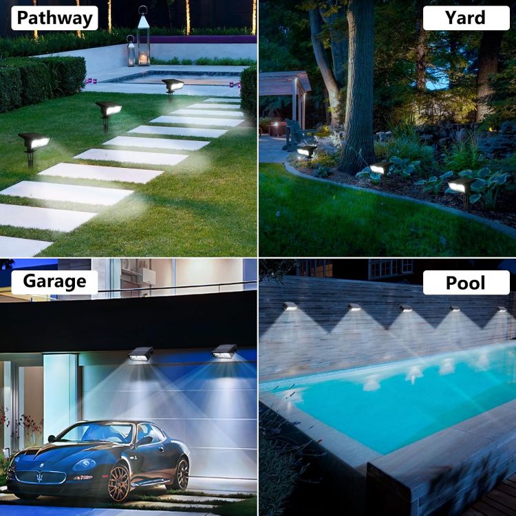 Picture of Moxled Solar Lights Outdoor Garden, 6500K Cool White Solar Spot Lights 4 Pack, IP65 Waterproof, 2 Brightness Modes Stake Lights Solar Powered for Yard, Walkway, Driveway, Pathway 