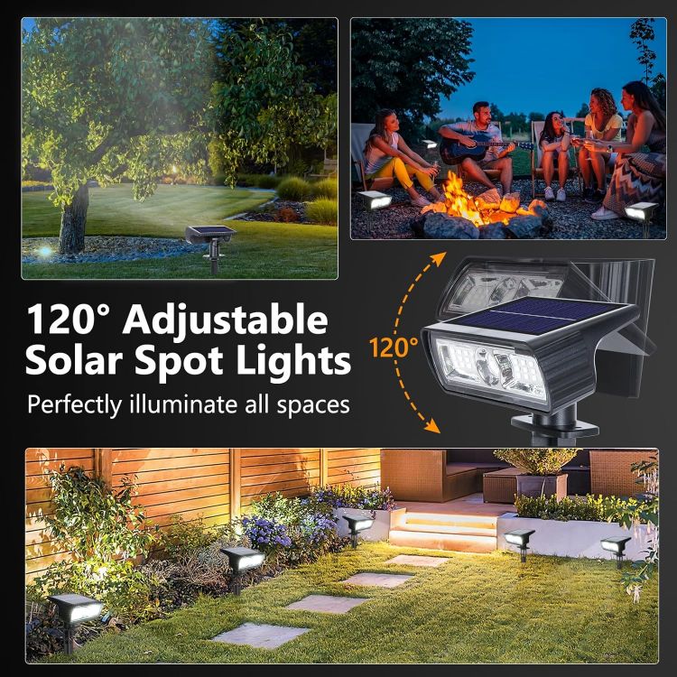 Picture of Moxled Solar Lights Outdoor Garden, 6500K Cool White Solar Spot Lights 4 Pack, IP65 Waterproof, 2 Brightness Modes Stake Lights Solar Powered for Yard, Walkway, Driveway, Pathway 