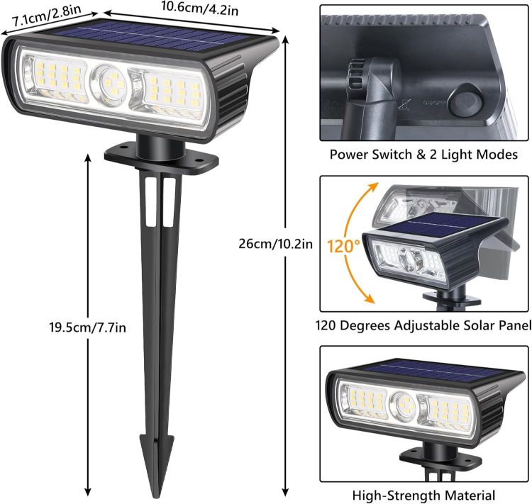 Picture of Moxled Solar Lights Outdoor Garden, 6500K Cool White Solar Spot Lights 4 Pack, IP65 Waterproof, 2 Brightness Modes Stake Lights Solar Powered for Yard, Walkway, Driveway, Pathway 