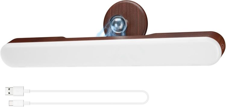 Picture of Makeup Mirror Lights Stick On Mirror, 4000mAH Rechargeable Battery Operated Dressing Table Lights, Touch Make Up Vanity Light, Screw-Free Portable LED Lamp Bathroom Lighting USB Light (Walnut) [Energy Class A]