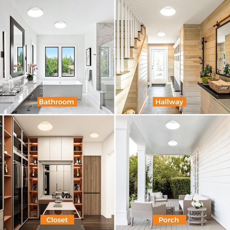 Picture of LED Ceiling Light with Motion Sensor, 3000K-4000K-6500K & 100W Equivalent Motion Sensor Lights Indoor, 15W 1500LM 18cm Bathroom Ceiling Light for Bath,Porch,Stairs,Garage
