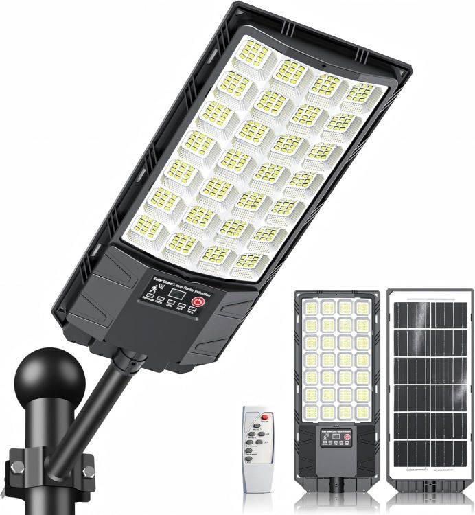 Picture of Solar Street Lights Outdoor, 6500K Solar Outside Light with Motion Sensor and Remote Control, Dusk to Dawn IP66 Waterproof Solar Security Lights for Yard, Garage, Street, Parking 