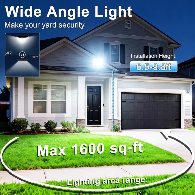 Picture of Solar Street Lights Outdoor, 6500K Solar Outside Light with Motion Sensor and Remote Control, Dusk to Dawn IP66 Waterproof Solar Security Lights for Yard, Garage, Street, Parking 