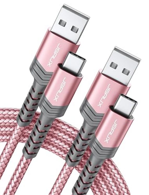 Picture of JSAUX USB C Cable (2m 2-Pack) 3.1A Fast Charging, Type C Charger Cable Compatible with iPhone 17 Air 16 15 Pro Max, Samsung Galaxy S24 S23 S22 S21 Note 10 9 8, A14 A15 A25 A35 A53 A55, CarPlay -Red