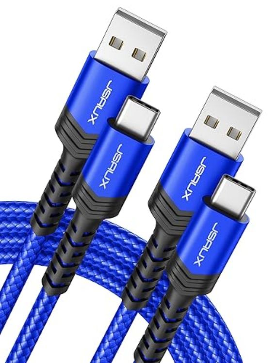 Picture of JSAUX USB C Cable (2m 2-Pack) 3.1A Fast Charging, Type C Charger Cable Compatible with iPhone 17 Air 16 15 Pro Max, Samsung Galaxy S24 S23 S22 S21 Note 10 9 8, A14 A15 A25 A35 A53 A55, CarPlay -Red