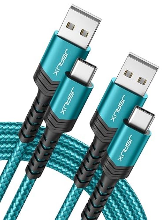 Picture of JSAUX USB C Cable (2m 2-Pack) 3.1A Fast Charging, Type C Charger Cable Compatible with iPhone 17 Air 16 15 Pro Max, Samsung Galaxy S24 S23 S22 S21 Note 10 9 8, A14 A15 A25 A35 A53 A55, CarPlay -Red