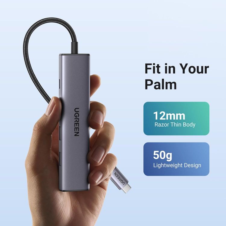 Picture of UGREEN USB C Hub, Revodok 5-in-1 USB Hub for Laptops, 4K HDMI to USB-C Adapter, 100W PD, 3 USB-A Data Ports, Aluminum Compact Multiport Adapter for MacBook Air/Pro, HP, Dell, iPad, Galaxy Dex