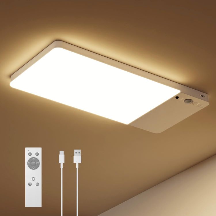 Picture of FULEN Rechargeable Motion Sensor Ceiling Light Upgraded,Closet Light with 12000mAh Battery, LED Shower Lights, Ceiling Lamp for Bathroom,Pantry,Garage,Remote Control