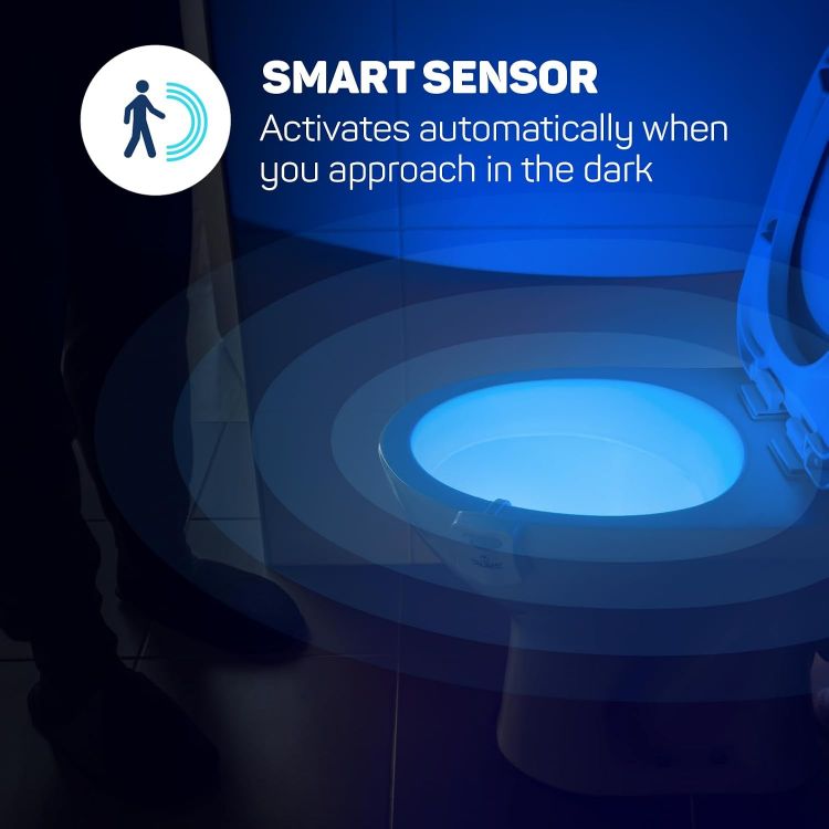 Picture of ToiLight The Original Toilet Bowl Night Light. Motion Sensor Fun Cool Bathroom Accessory. Home Gadget for Men, Women. Gifts for Men Dads Fathers Day Christmas. Funny Novelty Birthday Present