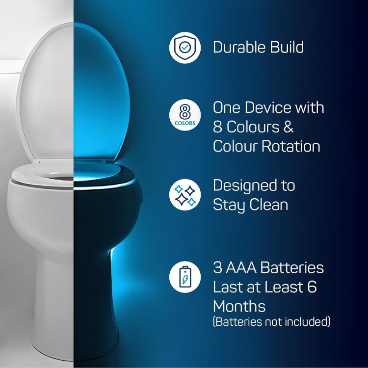 Picture of ToiLight The Original Toilet Bowl Night Light. Motion Sensor Fun Cool Bathroom Accessory. Home Gadget for Men, Women. Gifts for Men Dads Fathers Day Christmas. Funny Novelty Birthday Present