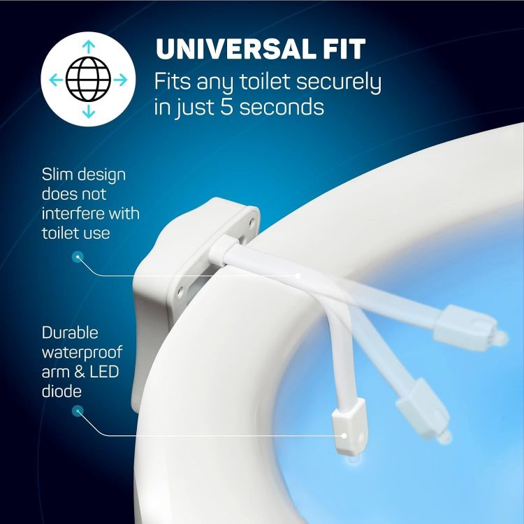 Picture of ToiLight The Original Toilet Bowl Night Light. Motion Sensor Fun Cool Bathroom Accessory. Home Gadget for Men, Women. Gifts for Men Dads Fathers Day Christmas. Funny Novelty Birthday Present