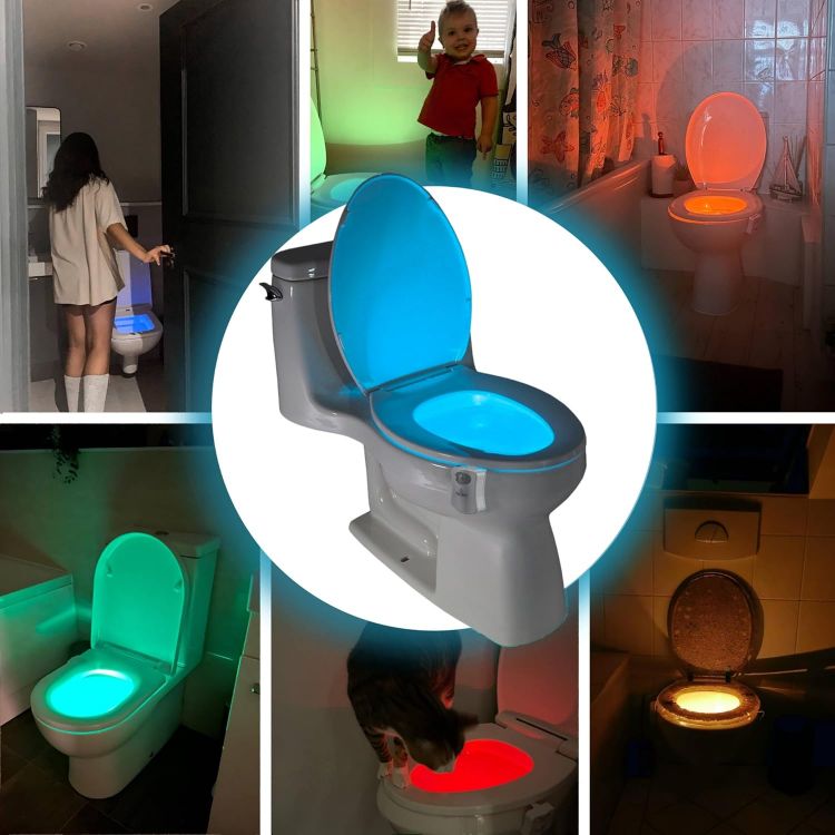Picture of ToiLight The Original Toilet Bowl Night Light. Motion Sensor Fun Cool Bathroom Accessory. Home Gadget for Men, Women. Gifts for Men Dads Fathers Day Christmas. Funny Novelty Birthday Present