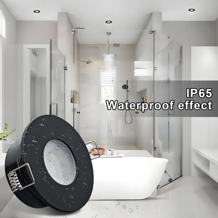 Picture of Waterproof Downlight Black,IP65 Recessed Ceiling Light Warm White 3000K,5W GU10 Downlights for Bathroom Ceiling,430Lumen LED Bathroom Spotlight,Cutout 68-75mm,4 Pack