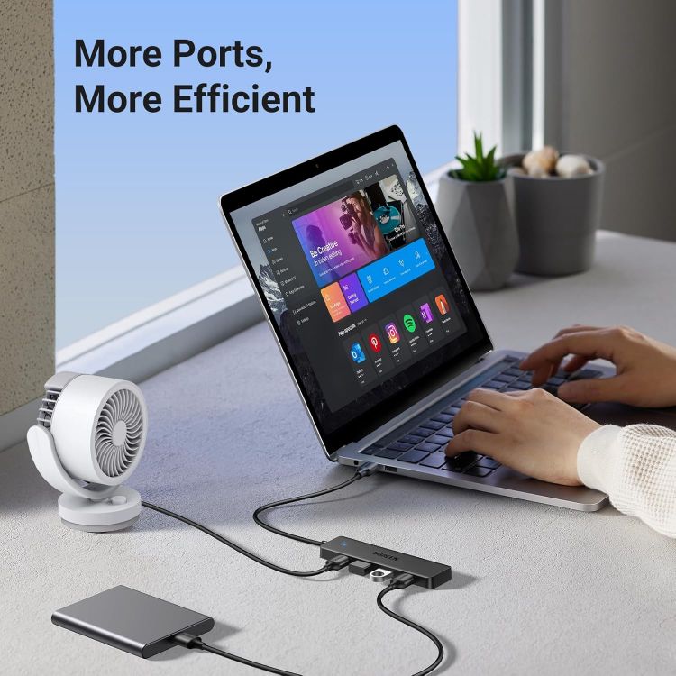 Picture of UGREEN USB Hub 3.0, USB Splitter 4 Port Ultra Slim with 5Gbps Data Transfer, USB Extender for Mouse, Keyboard, Flash Drive, Card Reader, Printer, Compatible with Laptop, Desktop PC, Xbox, PS5, etc.