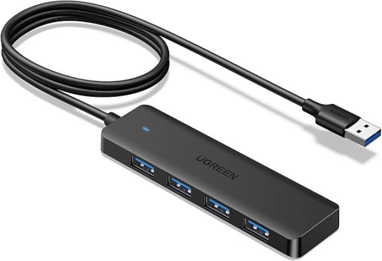 Picture of UGREEN USB Hub 3.0, USB Splitter 4 Port Ultra Slim with 5Gbps Data Transfer, USB Extender for Mouse, Keyboard, Flash Drive, Card Reader, Printer, Compatible with Laptop, Desktop PC, Xbox, PS5, etc.