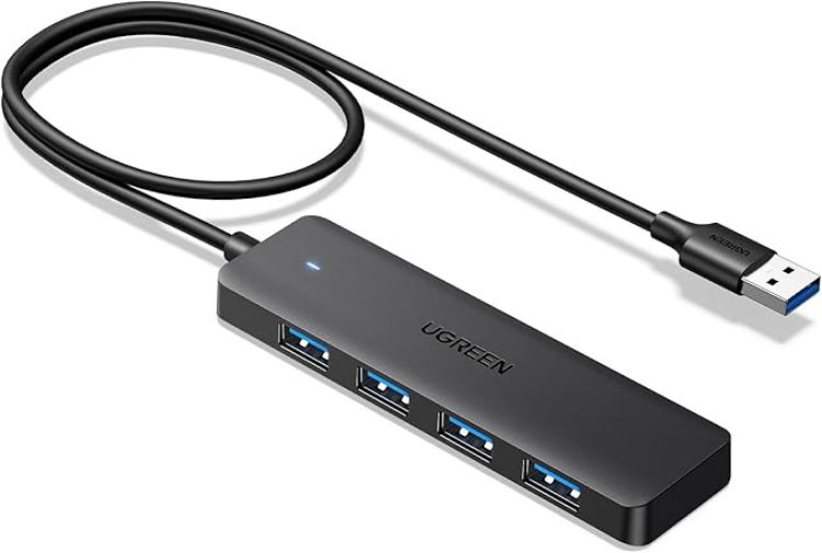 Picture of UGREEN USB Hub 3.0, USB Splitter 4 Port Ultra Slim with 5Gbps Data Transfer, USB Extender for Mouse, Keyboard, Flash Drive, Card Reader, Printer, Compatible with Laptop, Desktop PC, Xbox, PS5, etc.